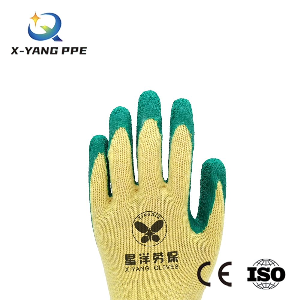 10 Gauge Knitted Cotton Liner Crinkle Latex Coated Safety for Garden Construction Protective Safety Gloves