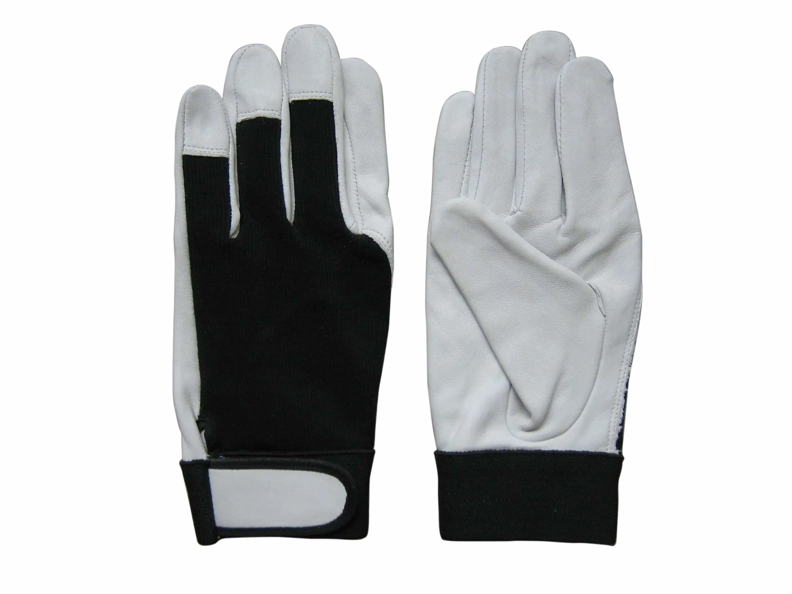 Goat Skin Leather Palm Spandex Back Velcro Cuff Work Glove