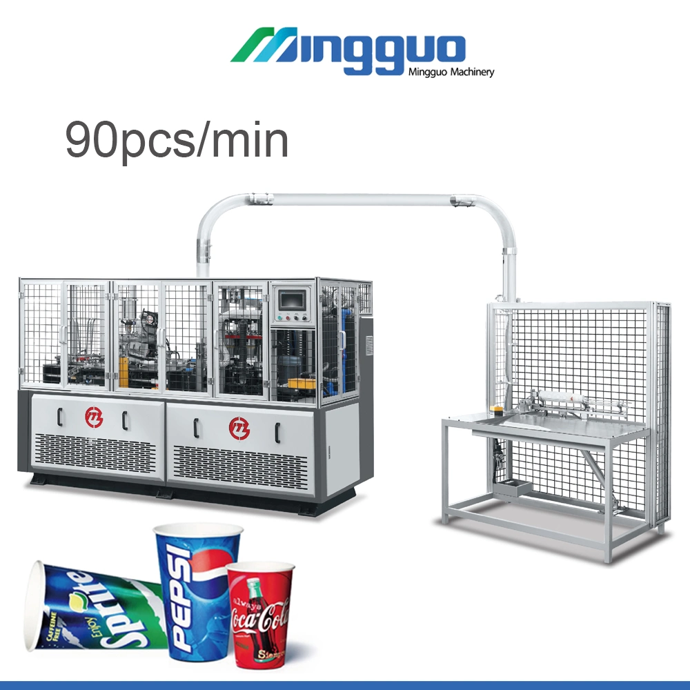 Máquina de fabricação de copos descartáveis de papel revestidos com PE simples ou duplo de alta velocidade Mg-C600s 90PCS/Min para bebidas quentes ou frias, como café, chá, água e sorvete.