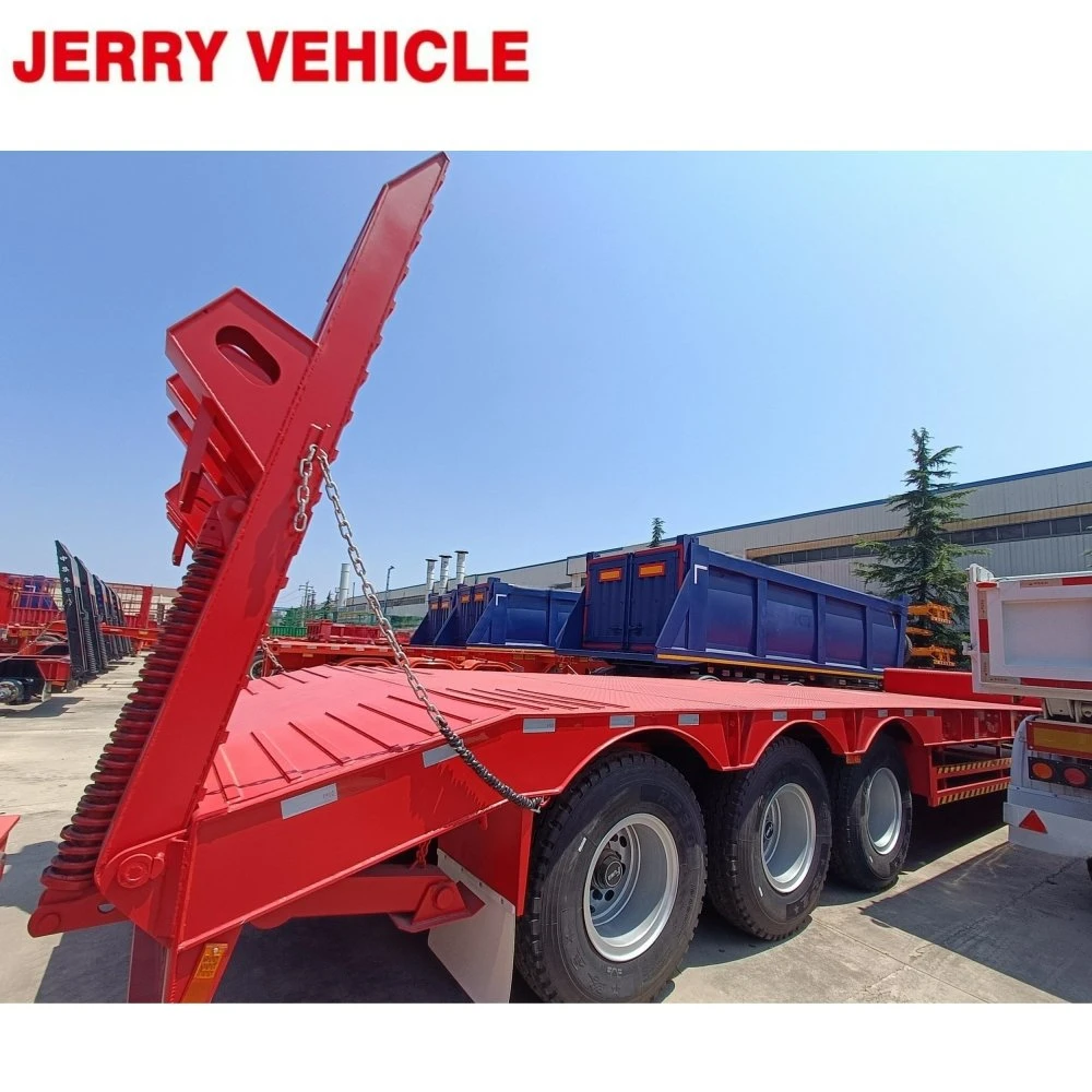 3 Axles China High Quality Cargo Transport Low Bed Lowboy Lowbed Semi Trailer