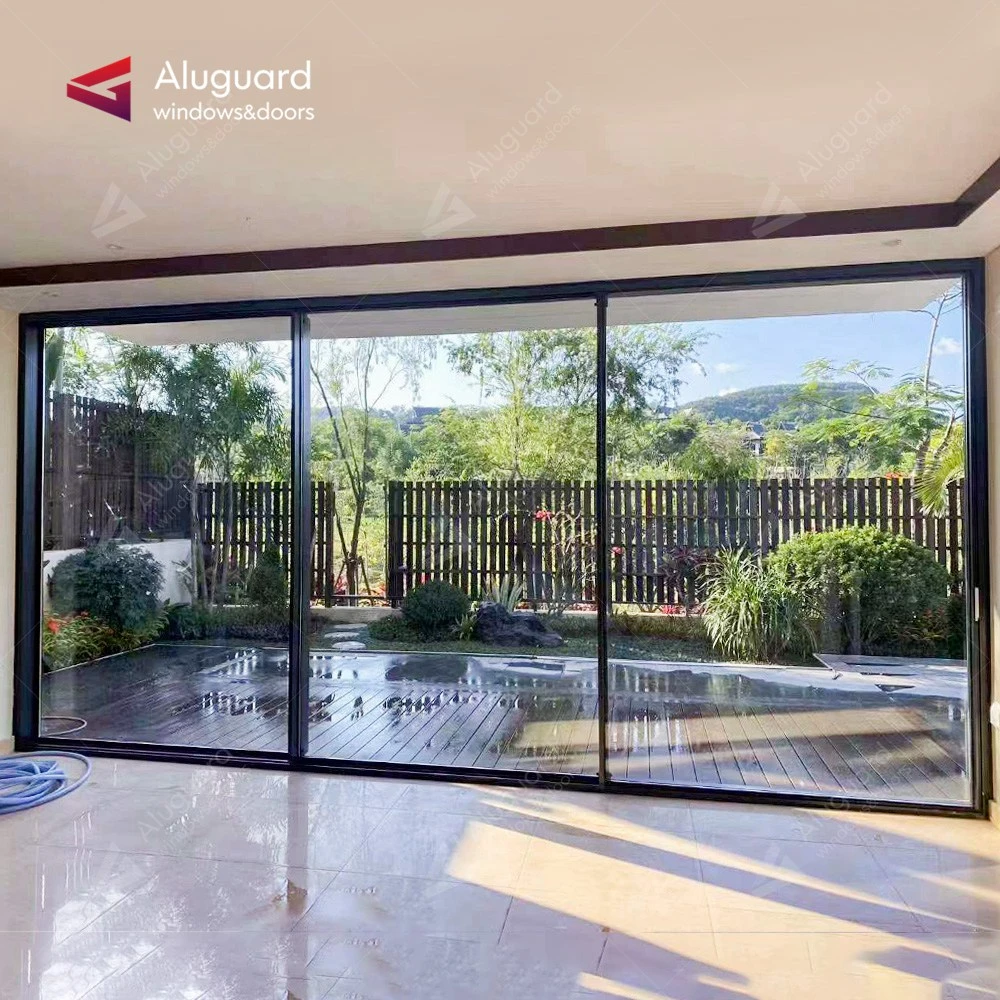 10% off Minimalist Design Thermal Break Exterior/Interior Double Tempered Glass New Steel/Wood/Entry/Metal/Patio/Automatic/Balcony Aluminium Glass Sliding Door