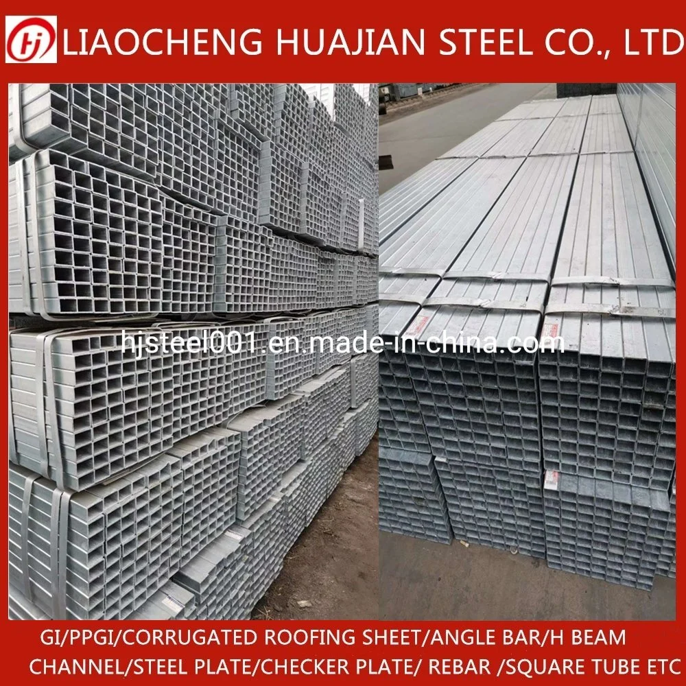 Tubo de acero galvanizado galvanizado de inmersión en caliente estándar GB rectangular galvanizado Tubería de acero