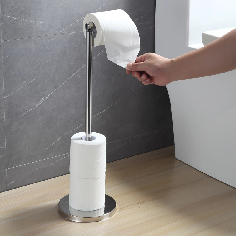 Porte-rouleau de papier toilette sur pied en acier inoxydable 304 moderne et personnalisé pour salle de bains.