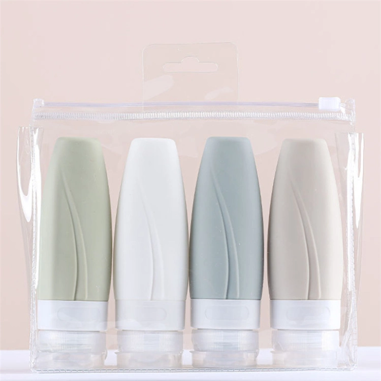 90ml/60ml Ensemble de bouteilles de voyage en silicone rechargeables et portables pour articles de toilette.