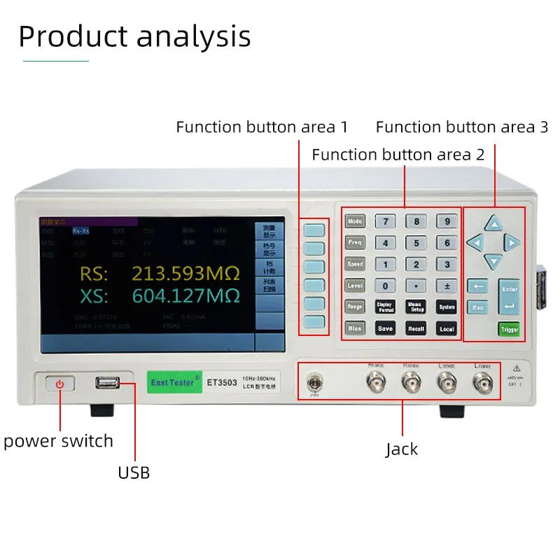 Medidor LCR con 500kHz precisión: el 0,05%, de frecuencia constante ajustable, paso de 1MHz, pantalla de 6 1/2