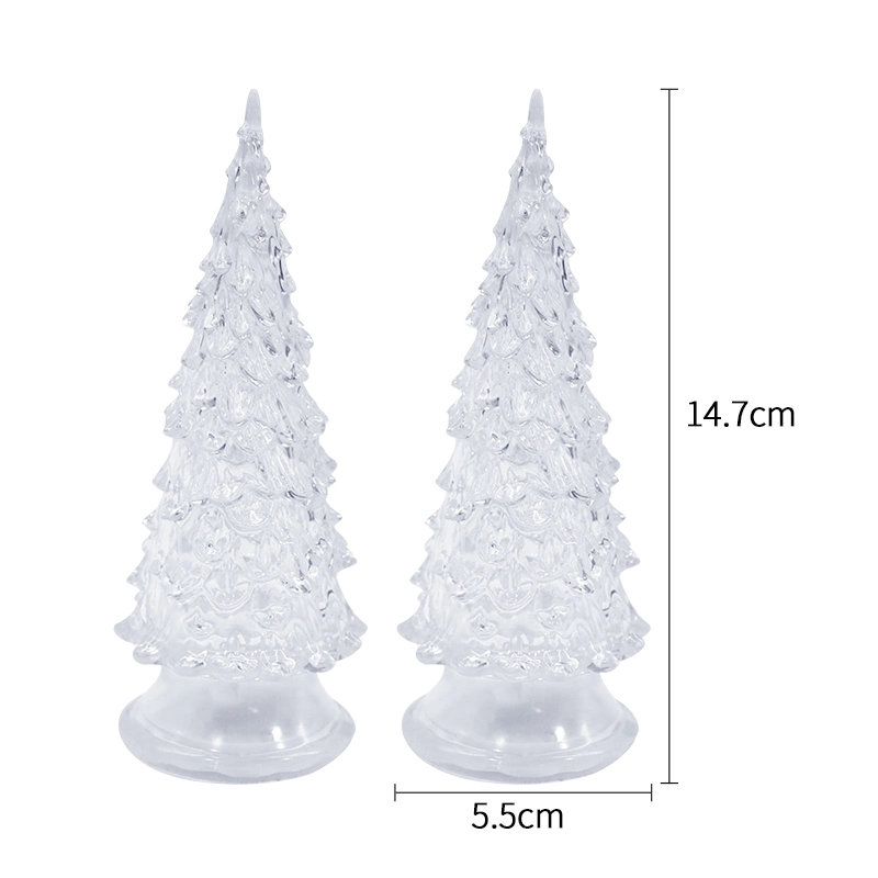 Crystal LED Water Swirling Xmas Tree Snow Globes Lantern Color Changing Lighted Acrylic LED Christmas Light Tree