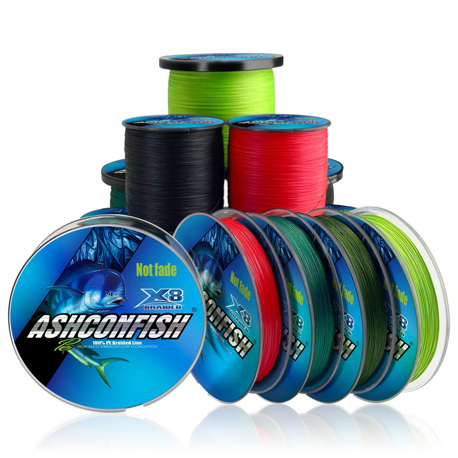 Ashconfish 300m 8 Strands No Fading Dynema Braided Fishing Line 6-80lb