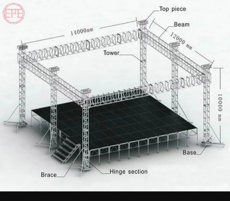 Adjustable Legs Portable Stage Equipment with Plywood Platform