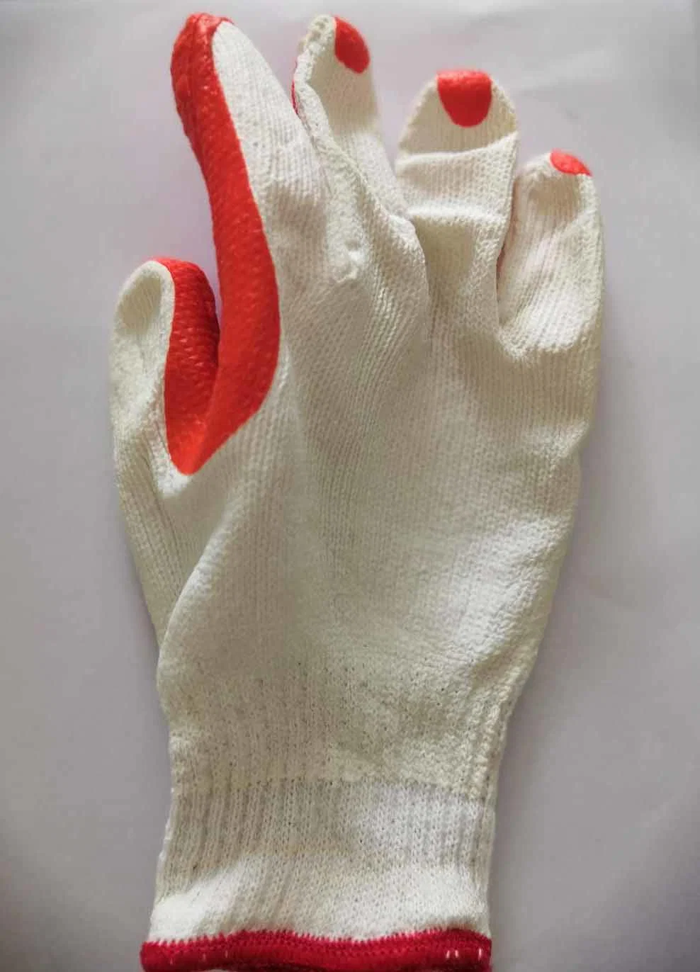 White Color 10 Gauge Cotton Knitted Latex Coated Construction Work Safety Gloves Labor Work Gloves