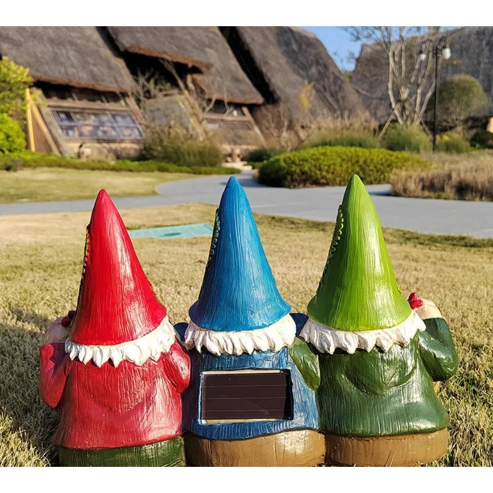 Resin Gnome Garden Statue Weather Resistant and UV-Treated Cute Three Gnome Decor for Lawn or Patio Bl19997