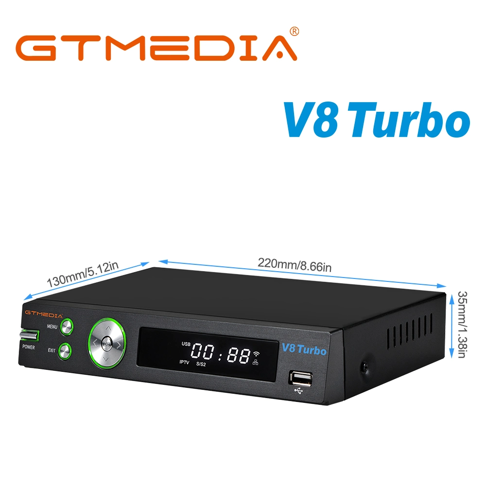 Gtmedia V8 Turbo Satellite Receiver Cable DVB T2 Set Top (كابل جهاز استقبال القمر الصناعي دعم صندوق ألبرتيس تيفوسات بي بي سي ساتيبك