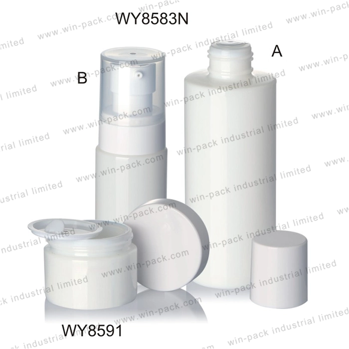 Glass Pump Bottle Round Shoulder Flat Bottom Frosted White Glass Container Aluminum Collar 40ml 100ml 120ml