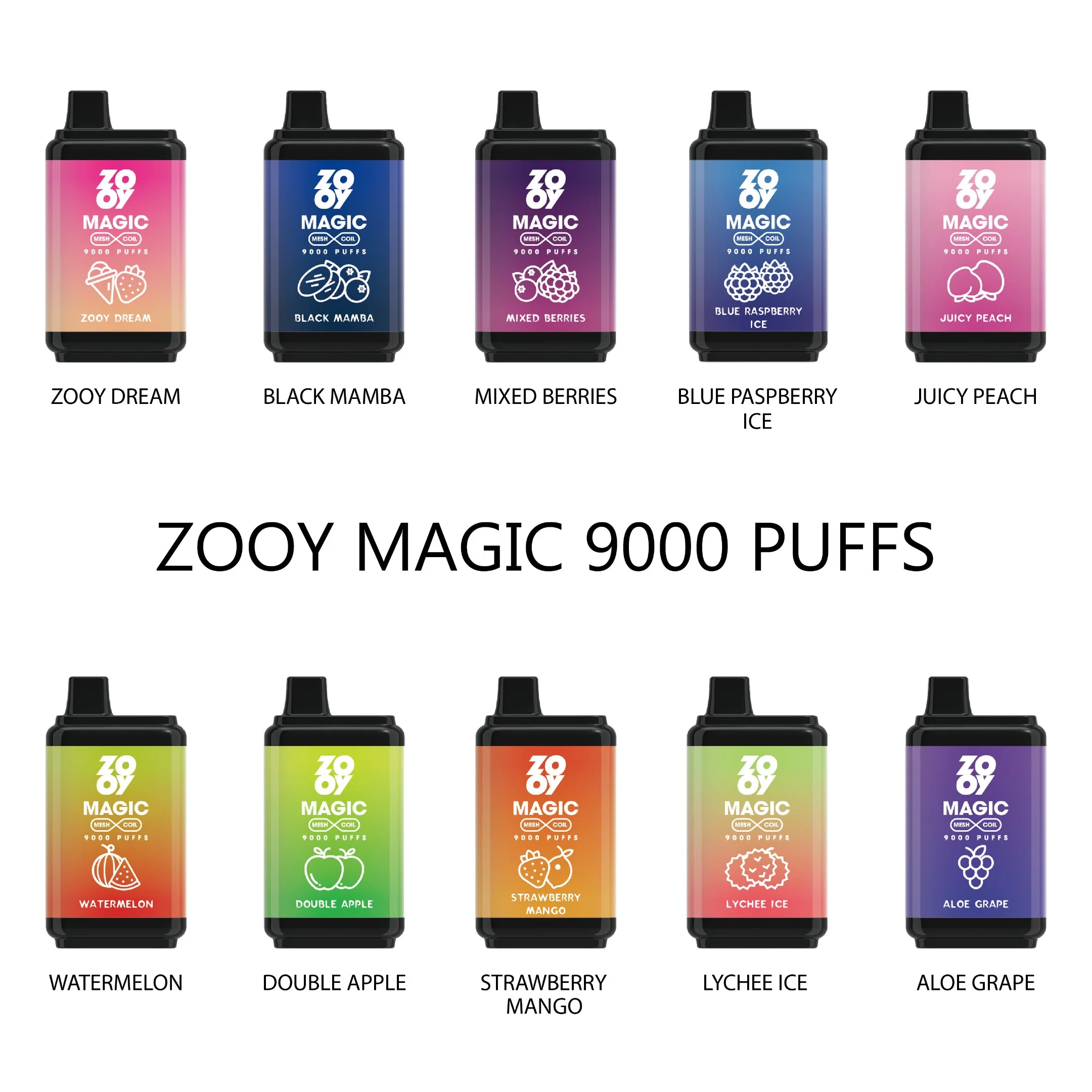 Zooy Vape Original Zooy Magic 9000 jetable rechargeable Vape Pen Device E cigarette 650mAh 20ml Pod mesh Coil Vape eu Warehouse.