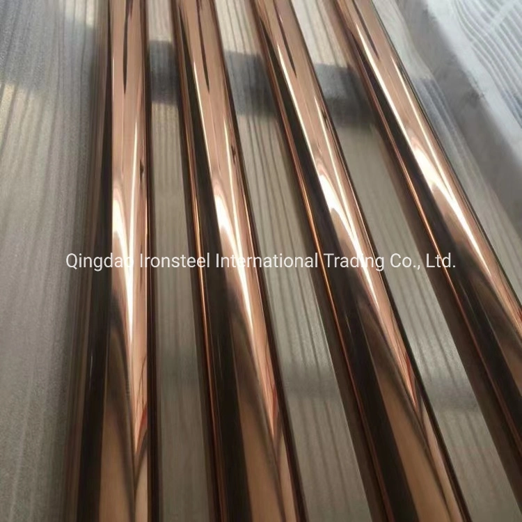 304L 316L Welded Stainless Steel Pipe Golden Plated Stainless Steel Ornamental Pipe Mirror Polishing Golden Color Stainless Steel Decorative Tube