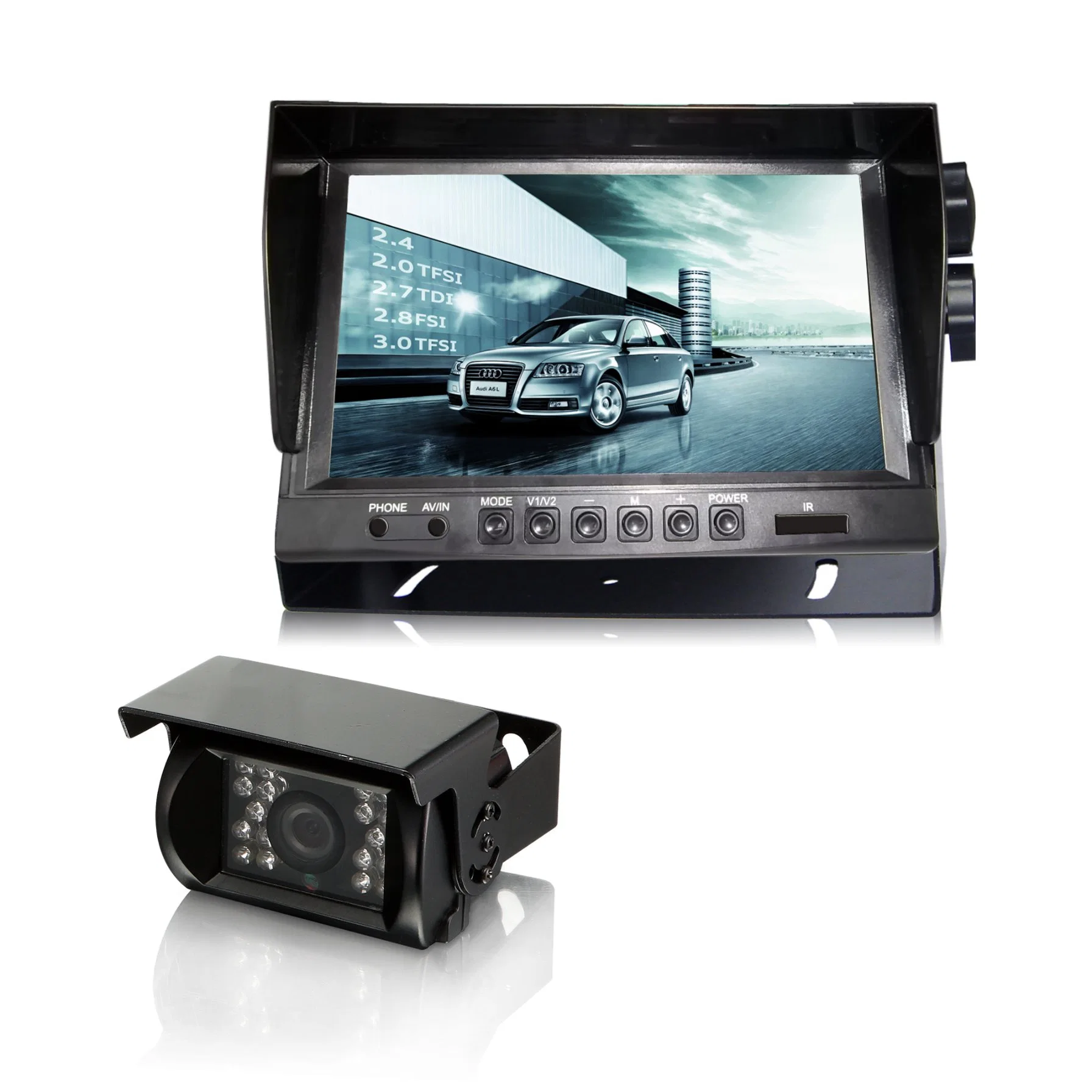 Digital 9 Inches TFT LCD Car Rear View Color Screen Monitor with 4 Reversing Cameras for Bus, Trucks