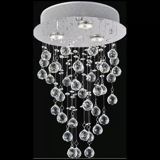 Verchromt Runde LED Deckenleuchte Kristall Kugel Kronleuchter modern Kleine Hängeleuchte Regen Tropfen Hängeleuchte