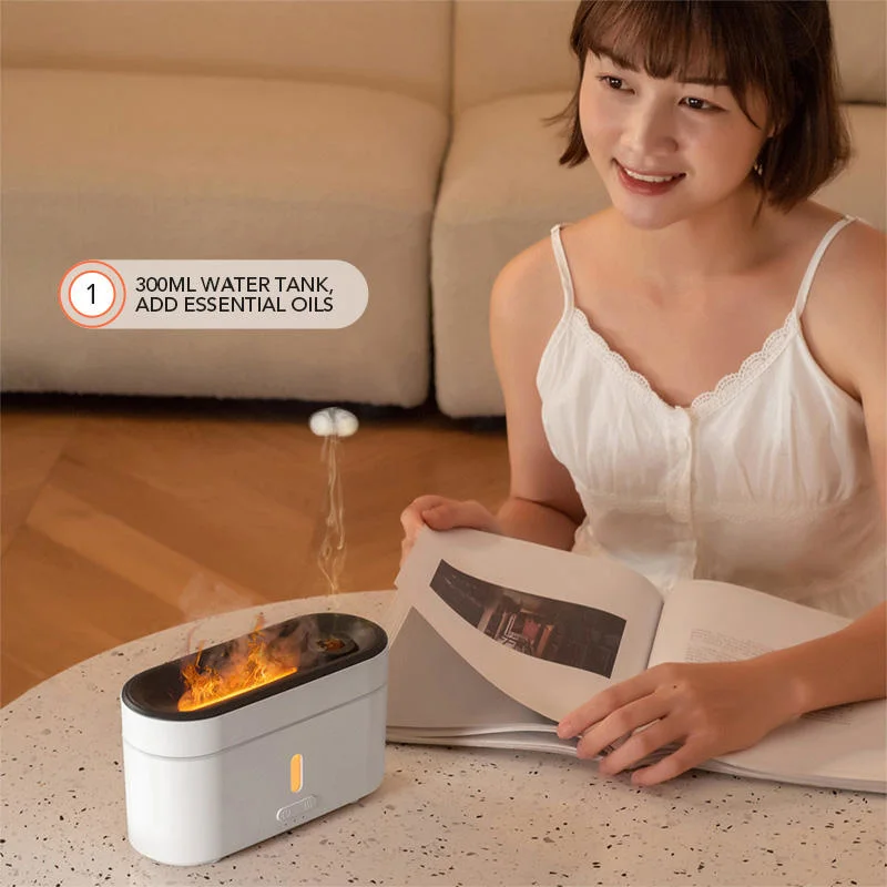 Ultraschall Flame Oil Aroma Diffuser Essential Mini Desktop Fire Air Luftbefeuchter Diffusor