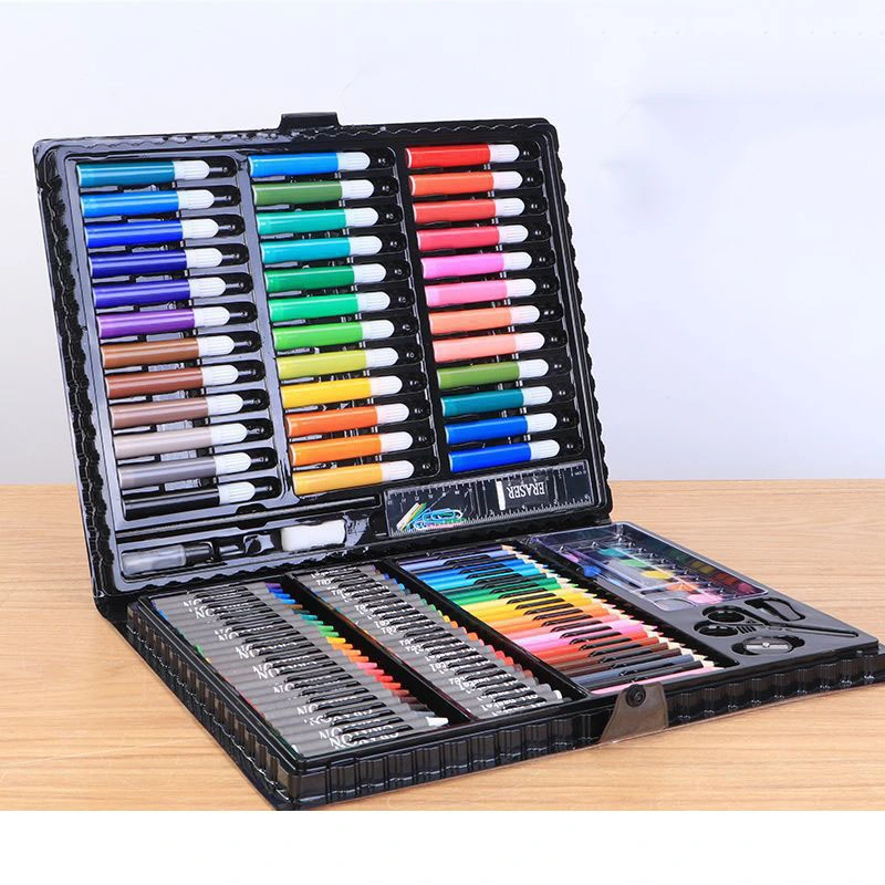 Amazon Wholesale/Supplier 150 Pieces Plastic Box Art Drawing Set for Kids Drawing Art Box with Oil Pastels, Crayons, Colored Pencils, Markers