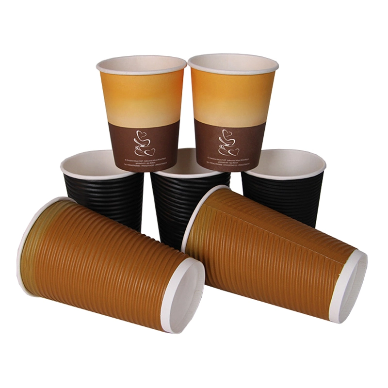 Home Drinking Red Kraft Paper Take Away Ripple Wall Coffee Cups Ripple Wall Coffee and Tea Hot Drink Paper Cup