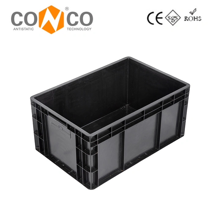 Conco ESD Packaging Plastic Storage Logistic Black Conductive Antistatic Circulation Box ESD Container