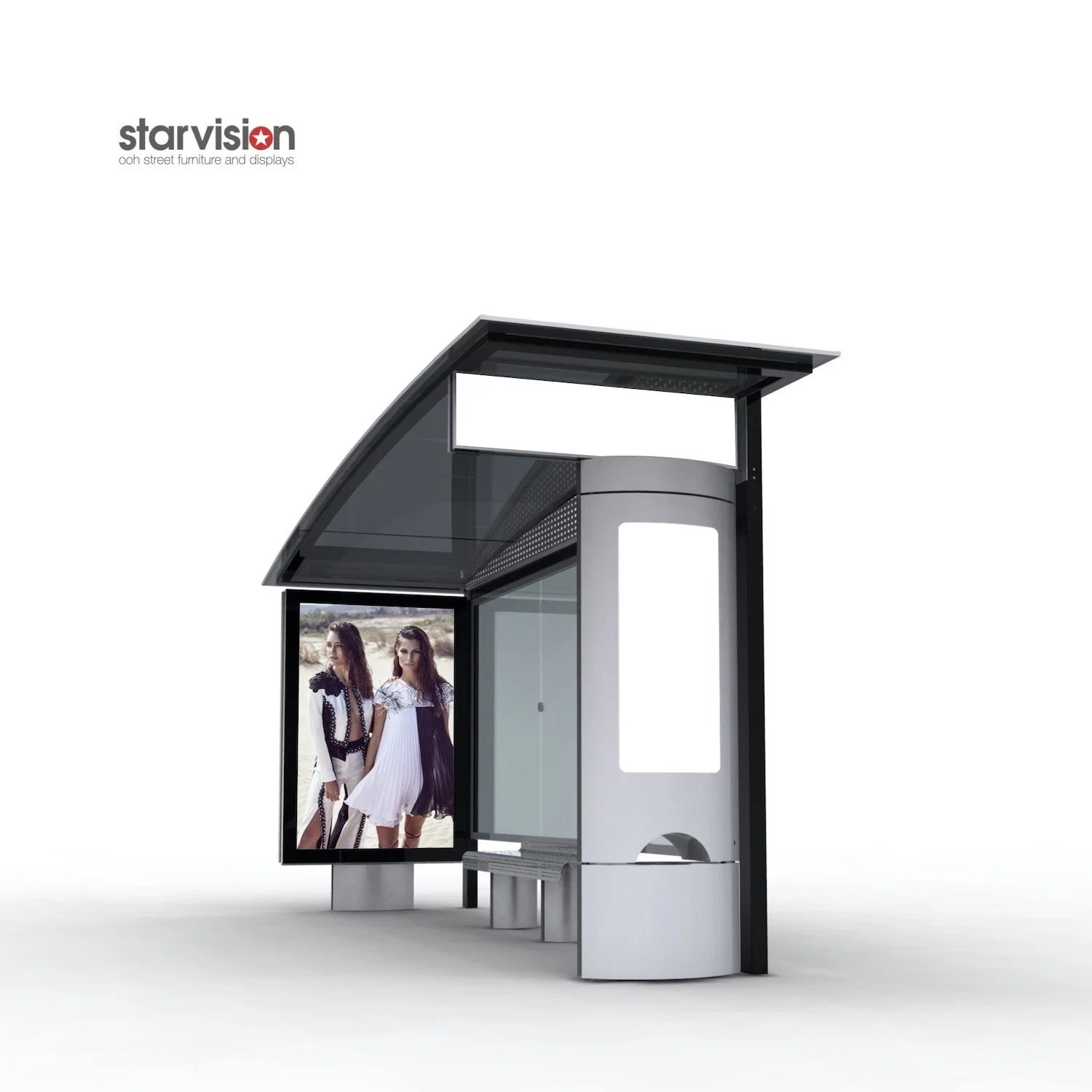 Aluminum Anti Rust Street Furniture Advertising Bus Stop with Scrolling Mupi