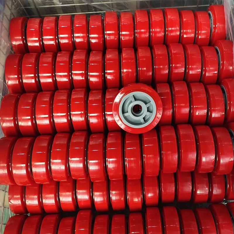 Carsun 150mm Heavy Red Polyurethane Wheel 6 Inch Double Bearing Wheel Red PU Wheel Plastic Solid Wheel