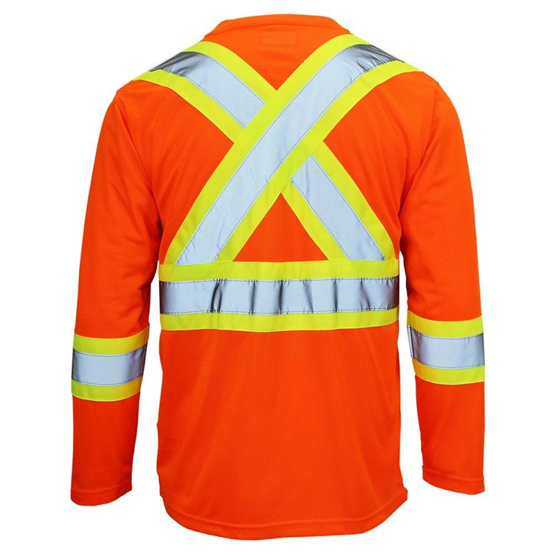 Hi Vis Security Reflective Camiseta de trabajo para hombre Roadway Reflective Ropa de seguridad larga camisa