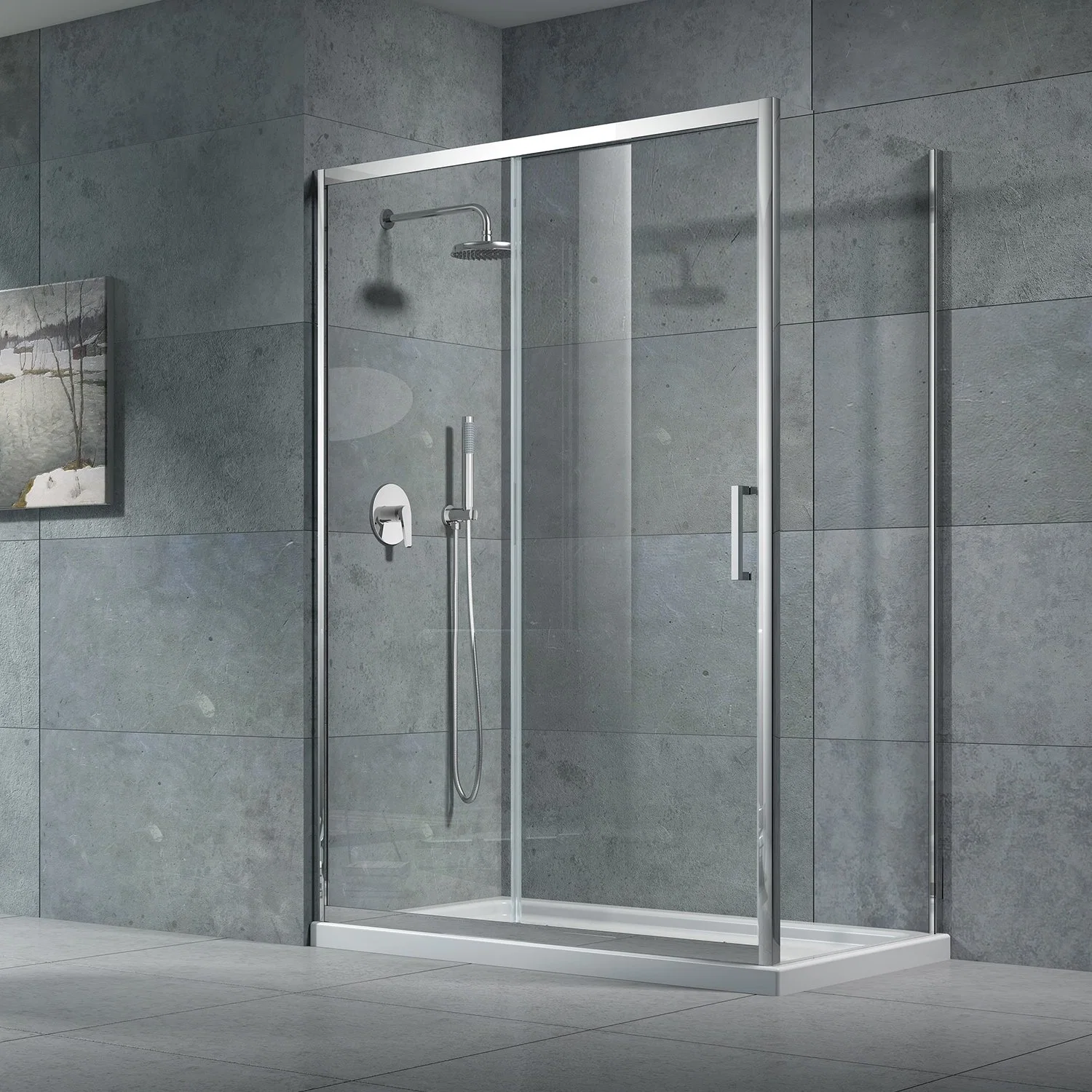 8mm Tempered Glass Shower Door Simple Bathroom Room (WT2010)