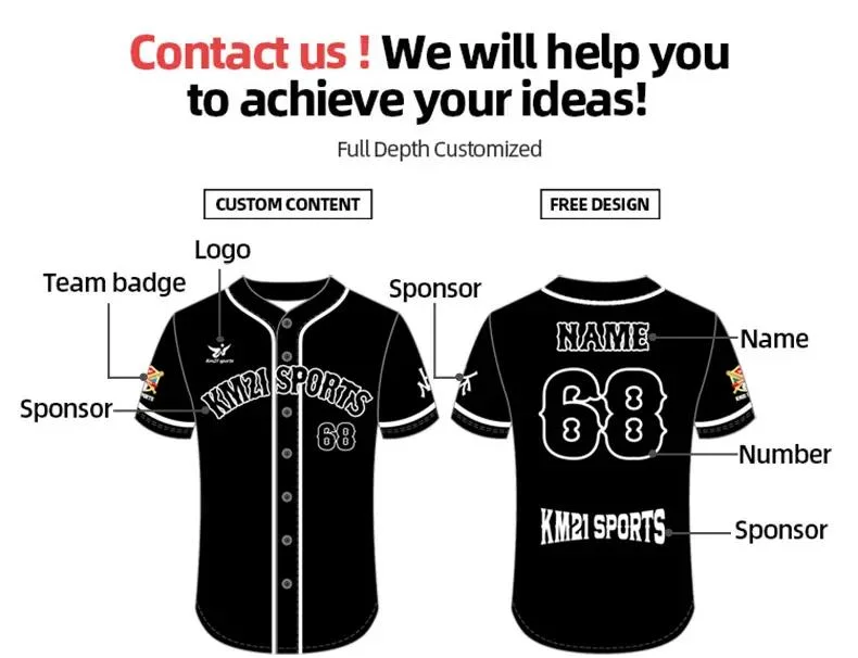 Personalisiert Sublimation Herren Baseball Uniform Sportswear Button Down Baseball Jersey Zum Verkauf