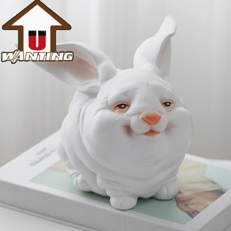 Promotional Gift Wholesale/Supplier Cute Rabbit Resin Statue Animal Sculpture Kids Toy Decoration