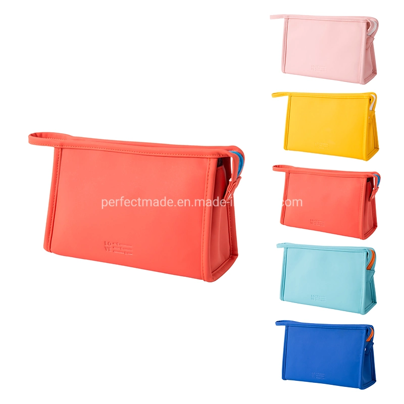 OEM Zipper Cute Portable Travel PU Leather Bag Cosmetic Makeup Pouch