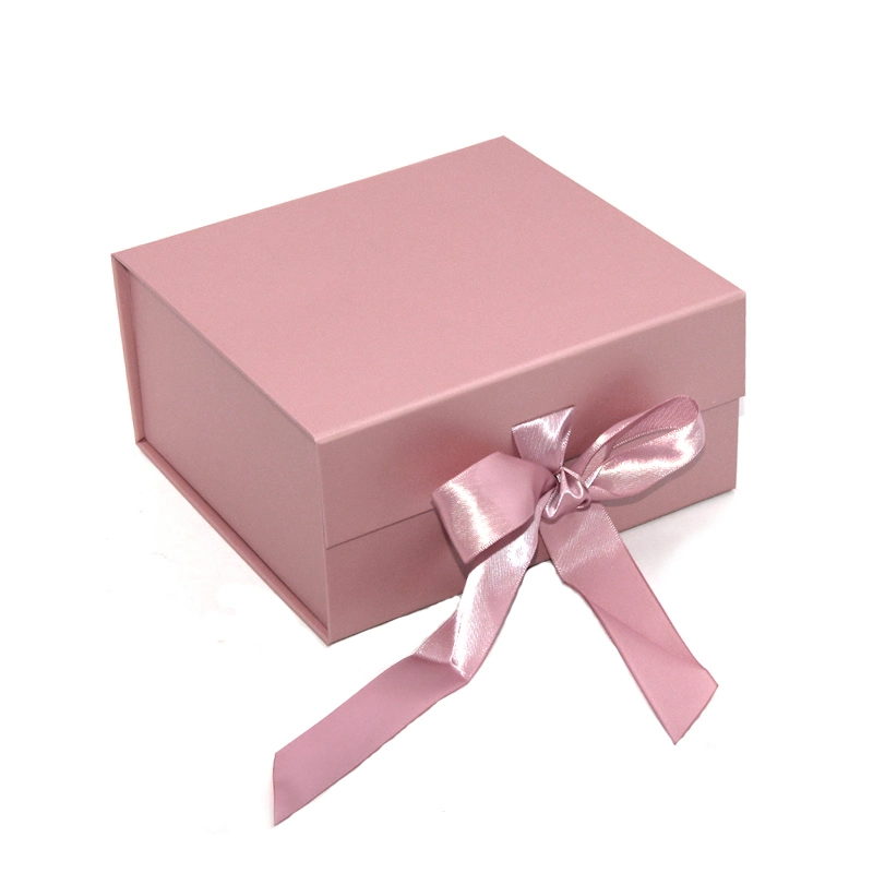 Цветная печать Luxury Fashion Flat Packing складной жесткий картон Упаковка магнитной бумаги Подарочная коробка с лентой