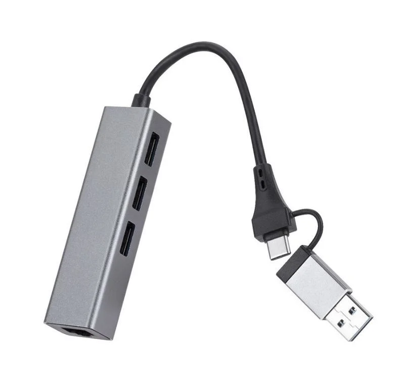 USB Type-C 2 in 1 to RJ45 1g+3X3.0 USB Type-C