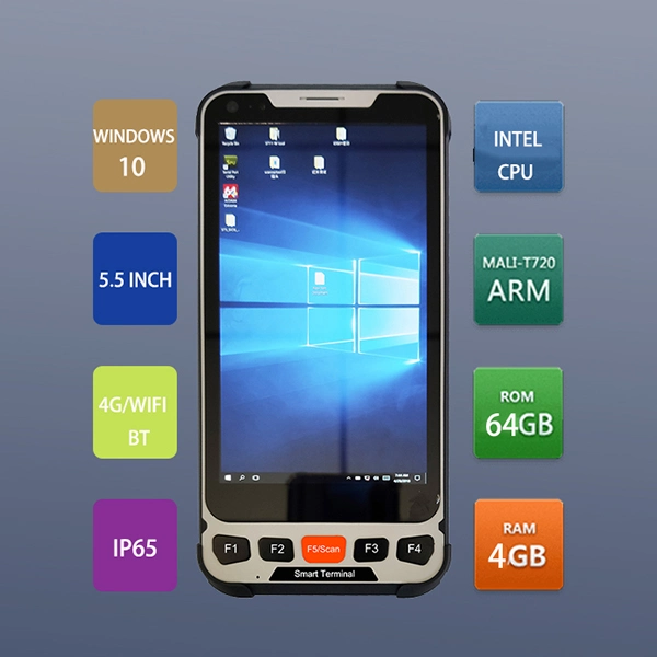 5.5" Windows Handheld Touch Industrial Rugged PDA Mobile Smartphone with GPS NFC 2D Barcode Scanner Q501