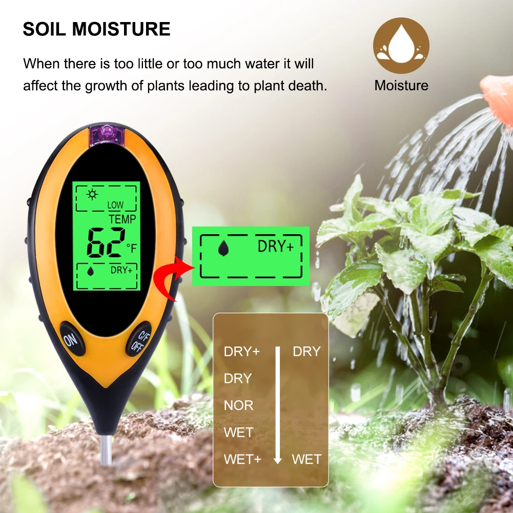 4 in 1 Soil Moisture Temperature Digital pH Meter Garden