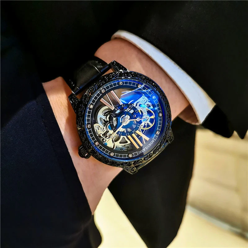 Tourbillon Automatic Mechanical Watch Brand Luxury Fashion Handsome Waterproof Luminous Watch.