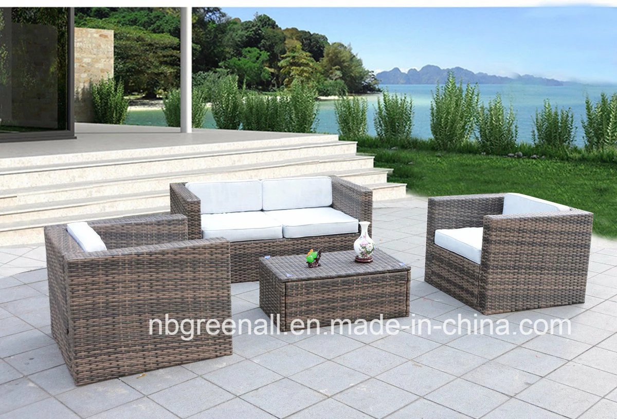 4PCS Classic Patio Garden Wicker Outdoor Hotel Livingroom Conversation Rattan Sofa Furniture