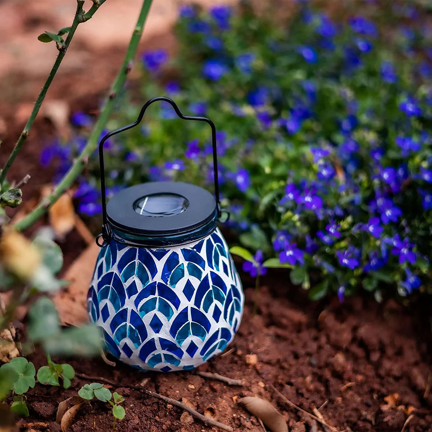 Mosaico de vidrio azul de la luz solar para jardín, jardín y hogar Decoración