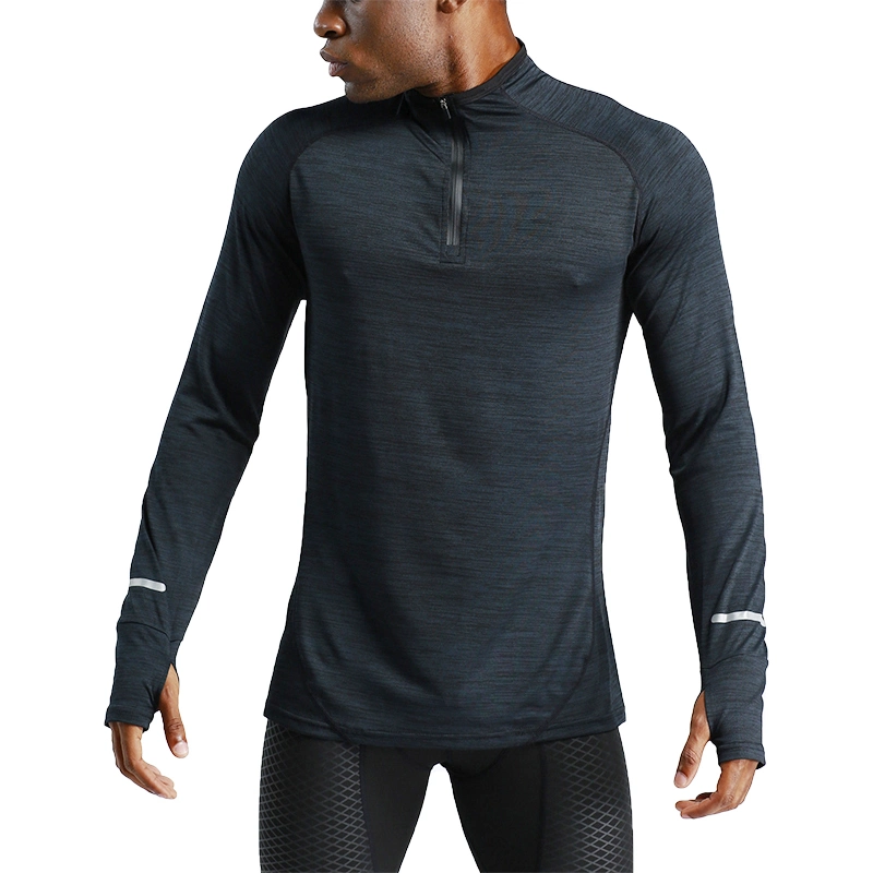 Custom Fashion Hooded Compression Sportswear Active Wear Gym Shirt für Männer mit dehnbarem atmungsaktivem Nylon/Spandex-Gewebe