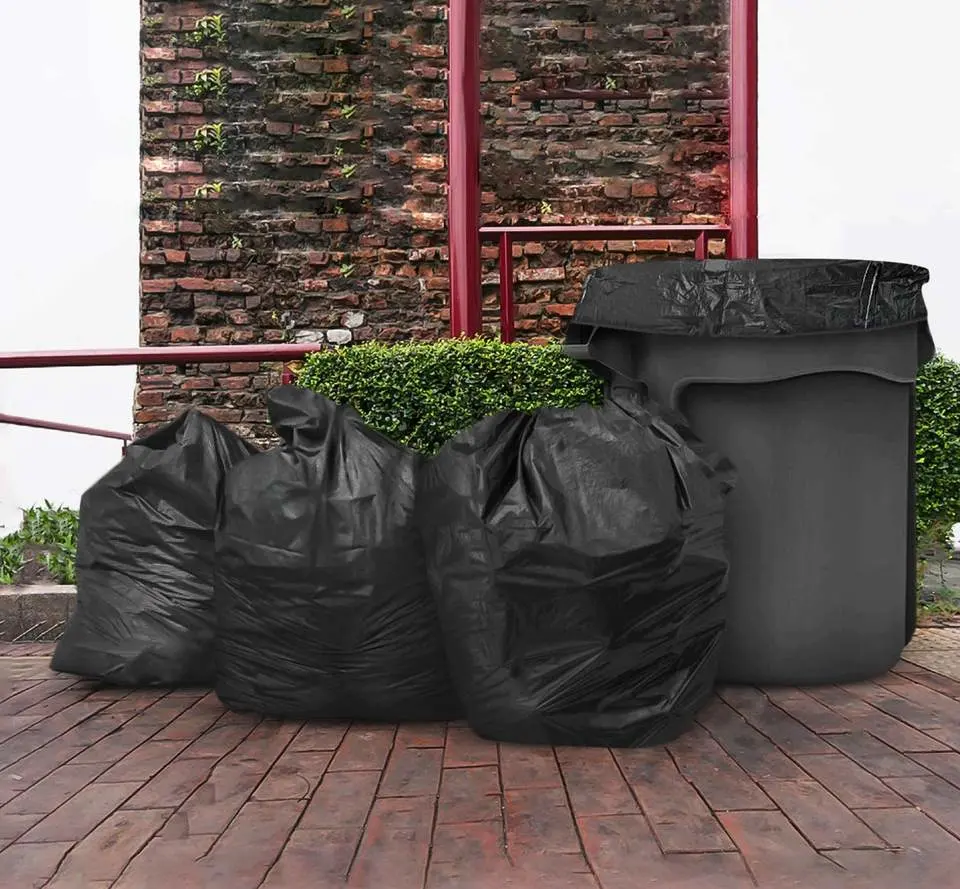 Sacs poubelles en plastique noir résistant de gros volume personnalisables en gros pour usine - Sacs poubelles en plastique LDPE pour déchets.