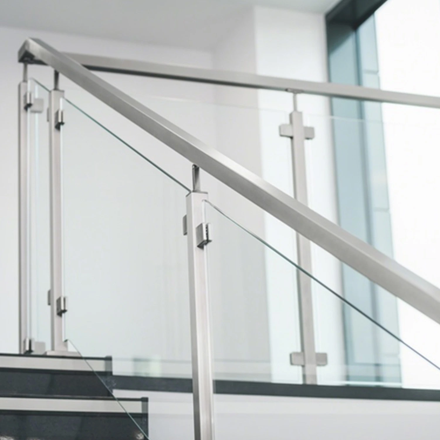 Indoor Balustrade Banister Types Stainless Steel Stain/Mirror Stair Post Glass Railings