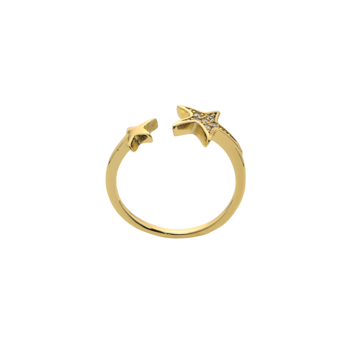 Design Simple Pretty Gold Plated Fashion Silver Jewelry Star Ring for Women