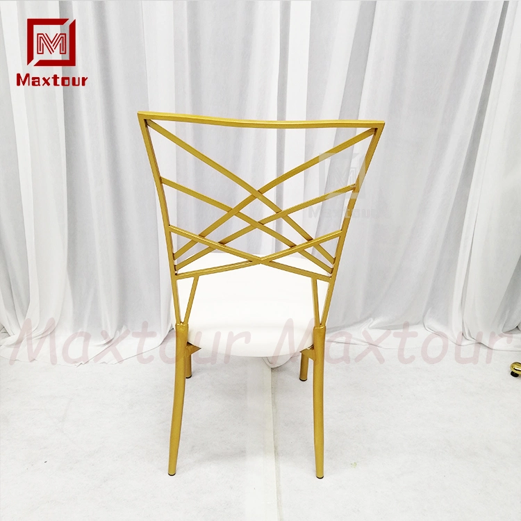 Eventos de bodas de oro de camaleón atrás de la cruz de metal Cable Silla de Comedor Salón para bodas