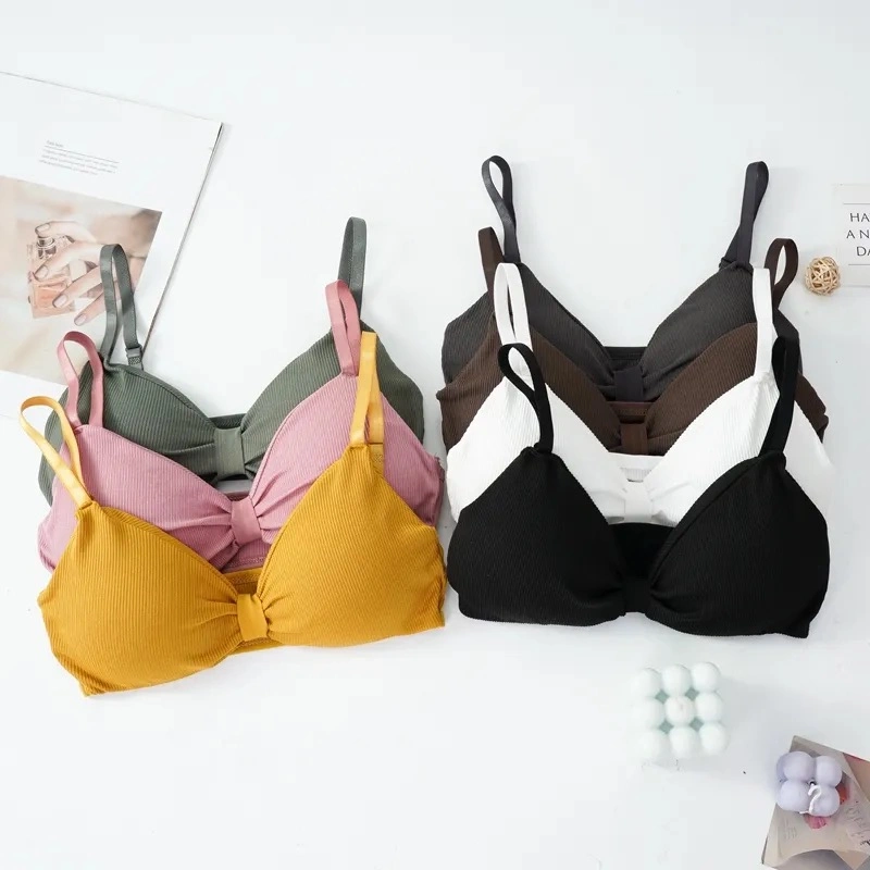 Women Wholesale/Supplier Bralette Ladies Deep V Sexy Girl Cotton Comfortable Pad Seamless Bra