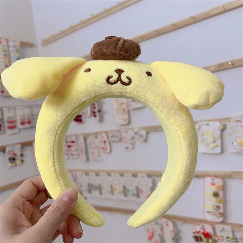 Ruunjoy Sanrio Otoño e Invierno Sanrio Hairband Yugui Peluche aro de la cabeza de perro de pelo diadema de establecer una horquilla lavarse la cara maquillaje tocados