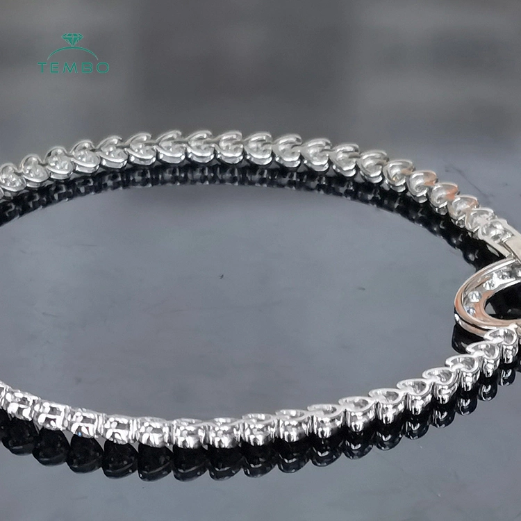 New Fashion Adjustable Length Round Cut Lab Grown Emerald Bezel Setting 10K Solid Gold Bracelets for Women