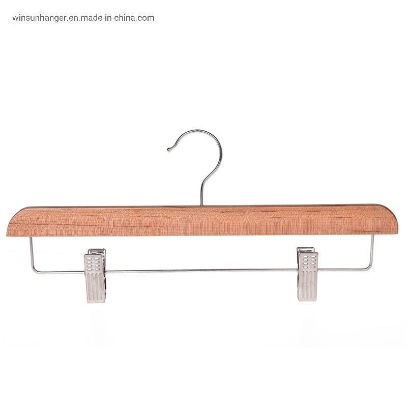 2021 Winsun Customized Solid Wooden Pants Cheap Hangers with Metal Clips