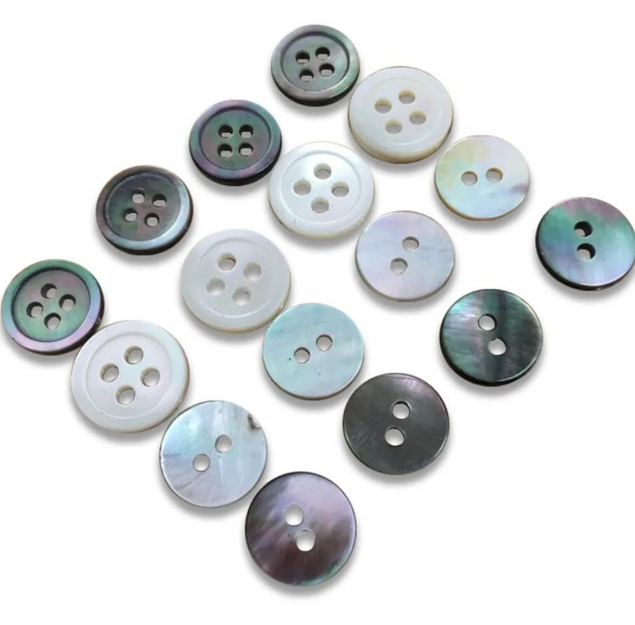 Agoya Natural Real Mop Transparent River Shell Buttons, White Shirt Buttons, Sweater Cardigan, Suit Shell Buttons, Black Mother of Pearl Nk4004