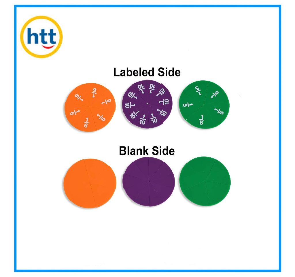 Educational Math Toy Rainbow Round Fraction Circles