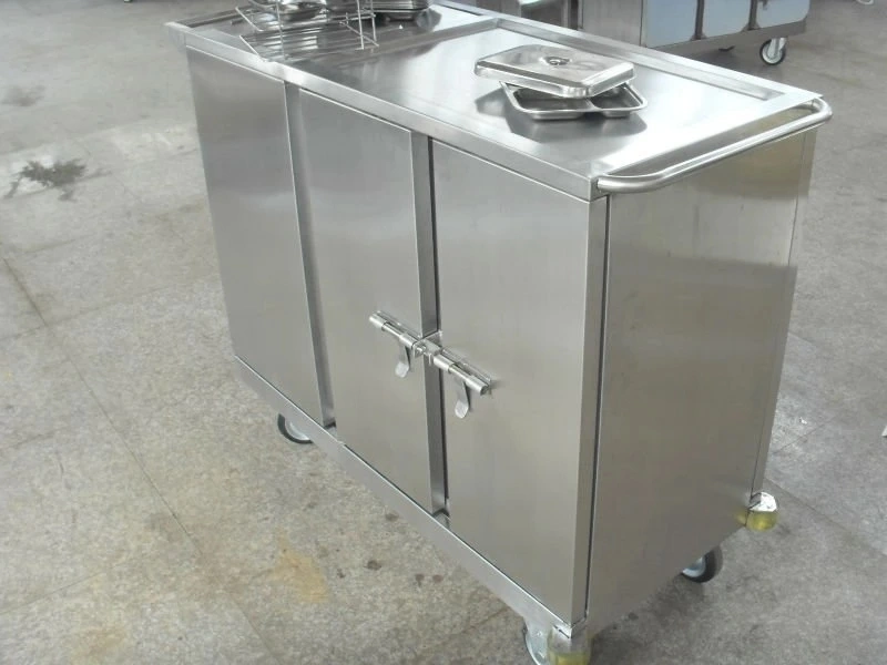 Factory 304 Stainless Steel Electric Heating Dinner Cart Mobile Food Trolley Price